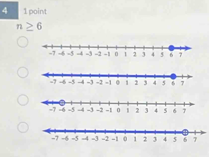 4 1 point
n≥ 6