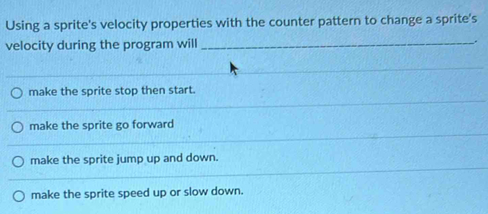 Solved: Using a sprite's velocity properties with the counter pattern ...