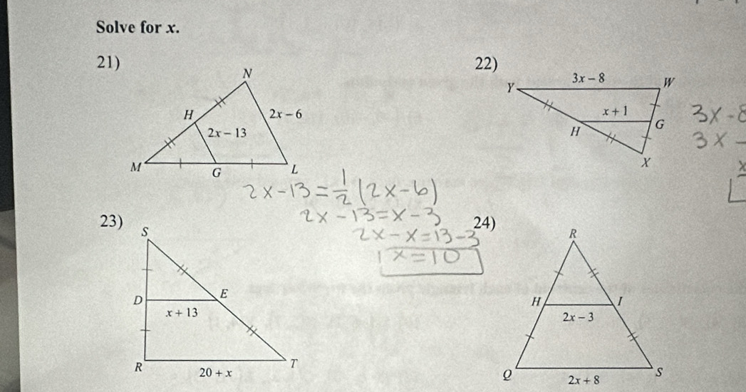 Solve for x.
21)22)
23)
24)