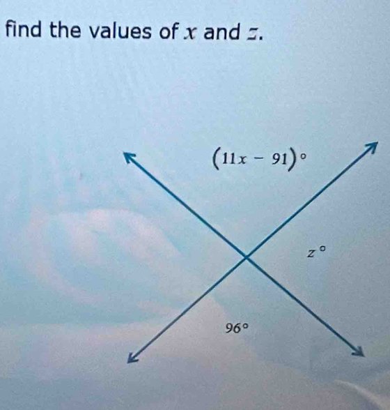 find the values of x and z.