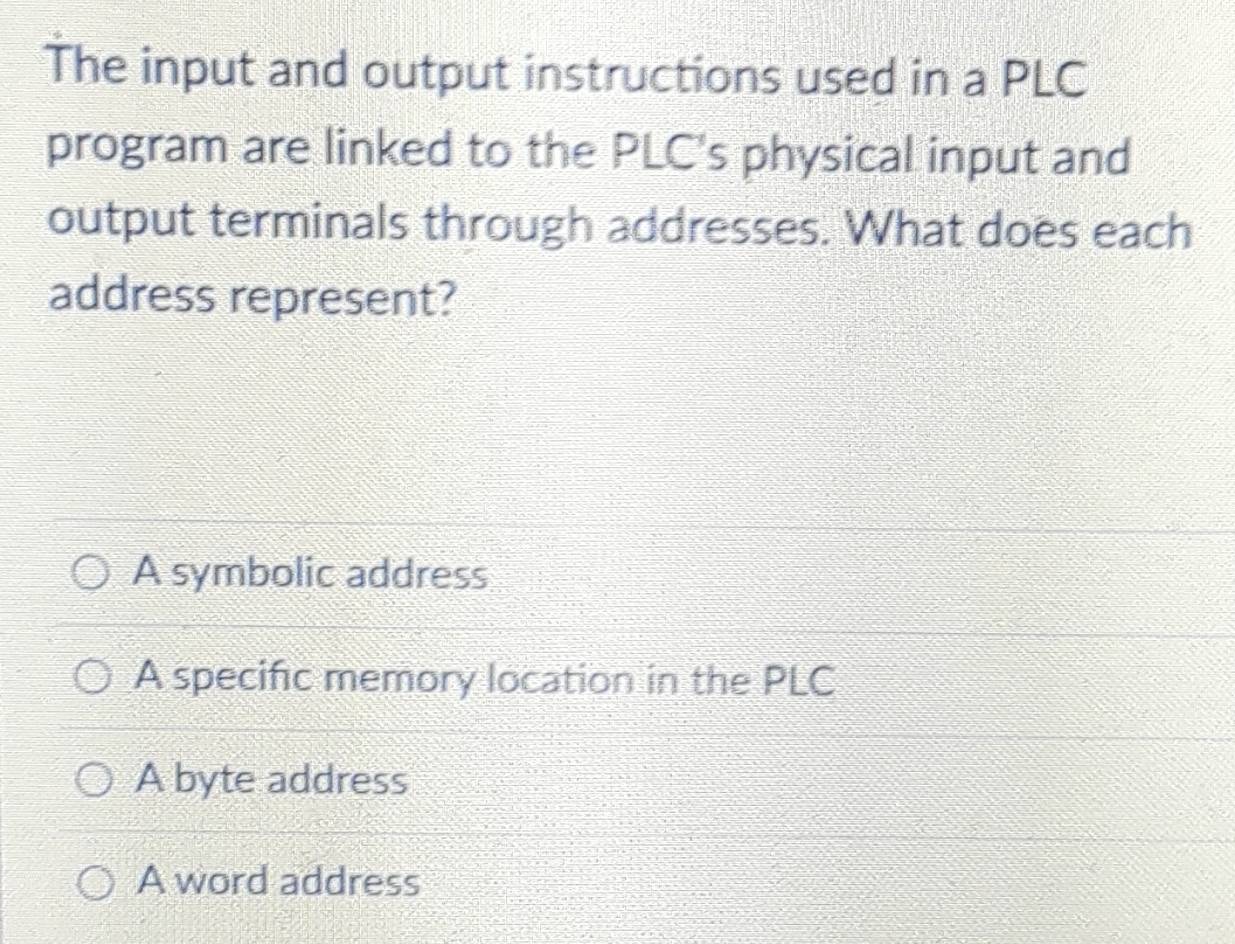 Solved: The input and output instructions used in a PLC program are ...