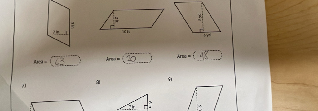 Area = Area =
_
Area=
8) 
9) 
7)