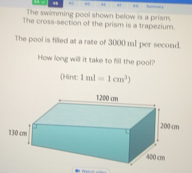Solved: a ao Bummary The swimming pool shown below is a prism. The ...