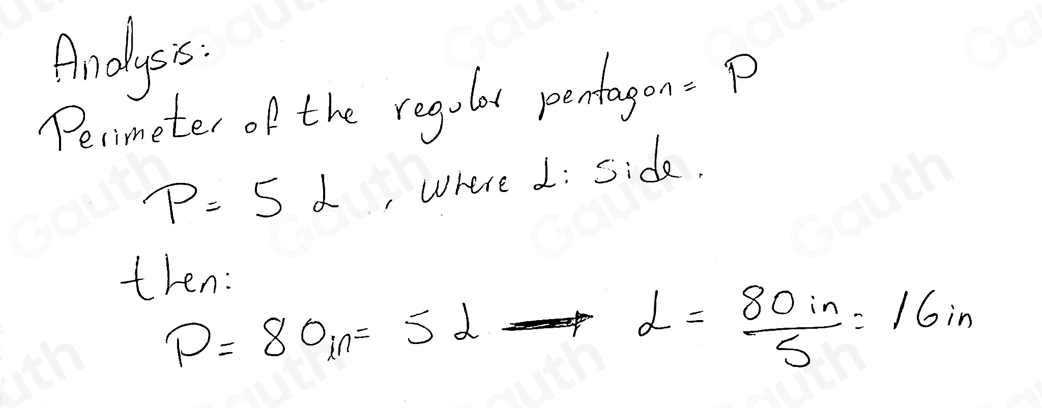 Solved: If the perimeter of the regular pentagon shown above is 80 ...