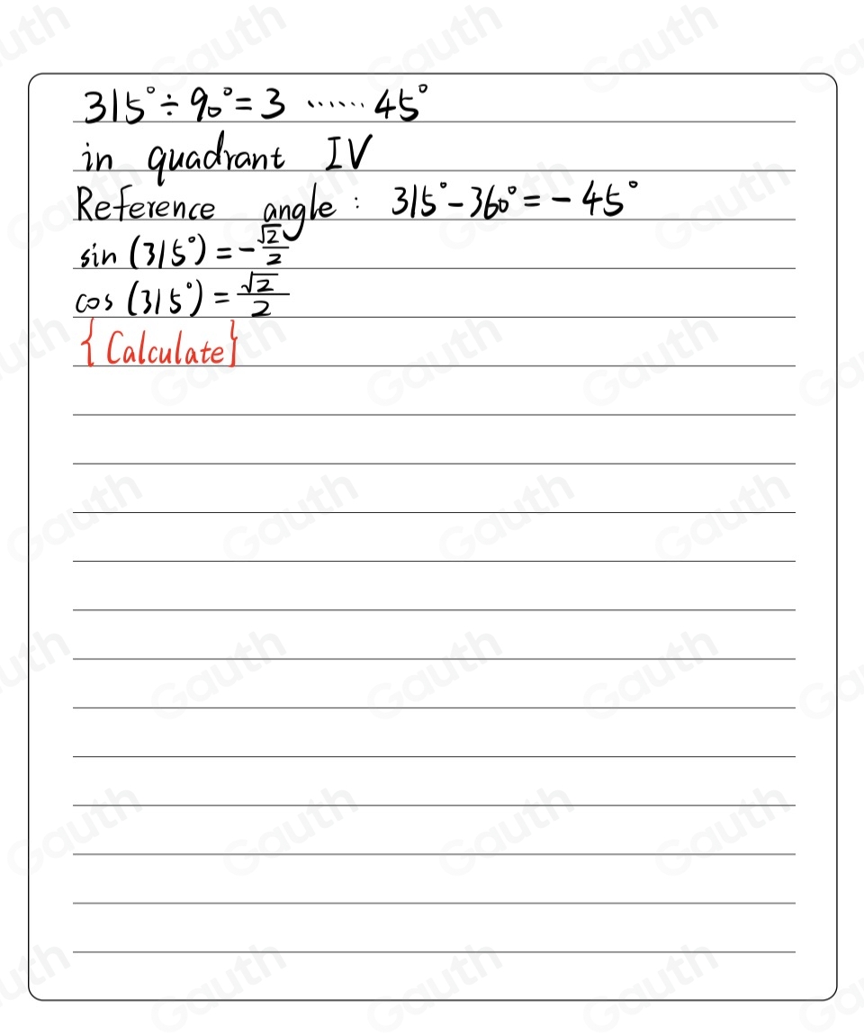 Solved: Find the reference angle, the quadrant of the terminal side ...