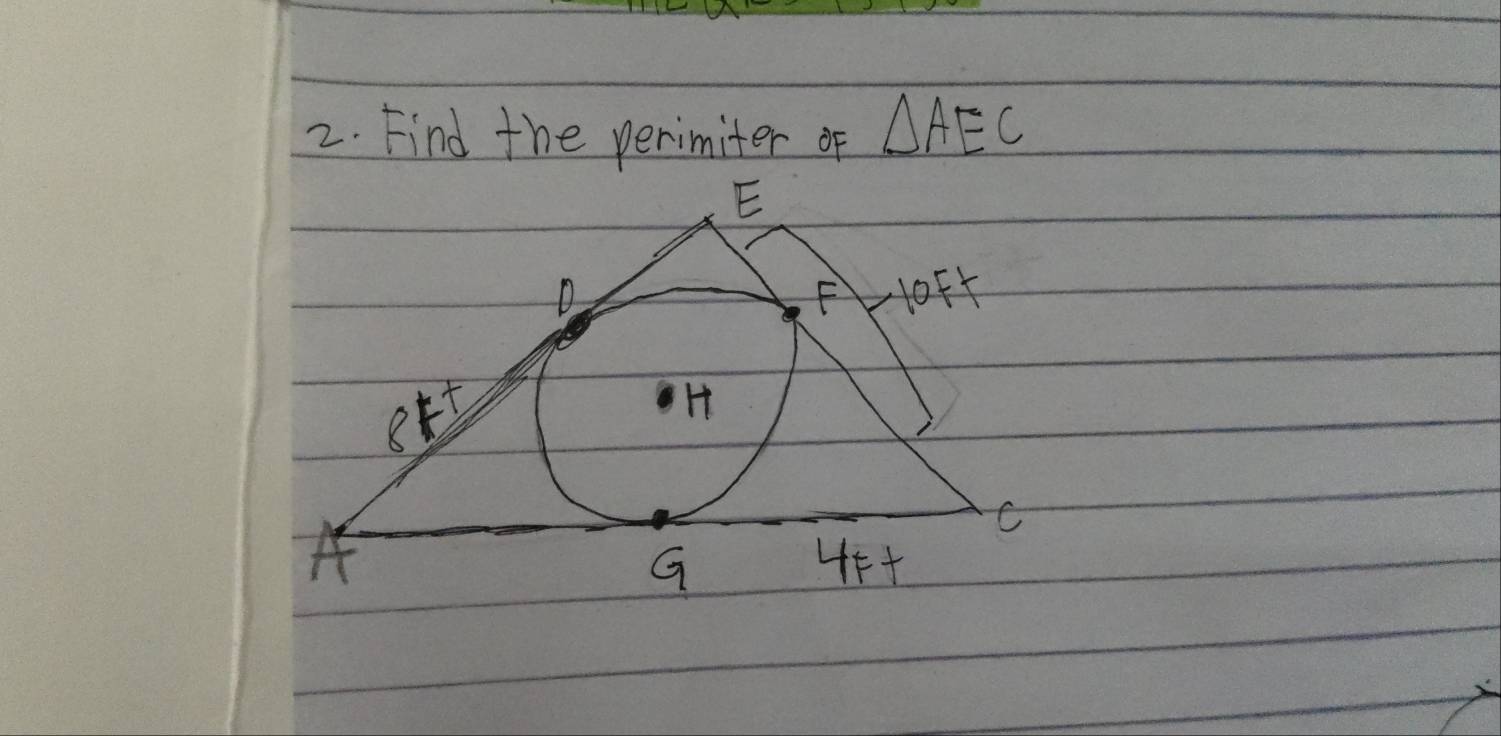 Find the perimiter of △ AEC