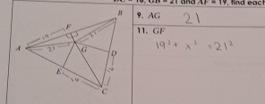 ,LiB=∠ 1 and AF=19 ind eac 
9. AG
11、 GF