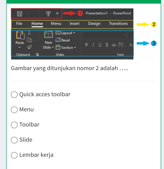 Telah dijawab:Presentation1 - PowerPoint File Home Menu Insert Design ...