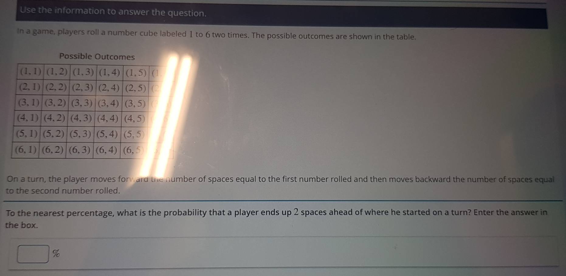 تم الحل:Use the information to answer the question. in a game, players ...