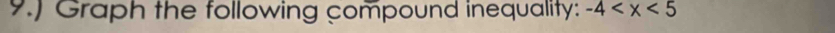 9.) Graph the following compound inequality: -4