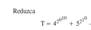 Reduzca
T=4^(2^0^10)+5^(2^1^0)-