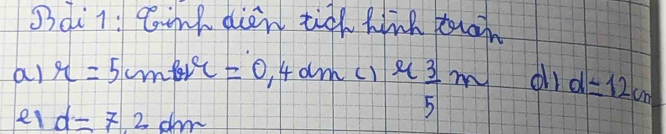 Sdi1: Cink aien tigk hiik trin 
a) r=5cmBomega^2t=0.40m/s*  3/5 m dr d=12cm
el d=7.2dm