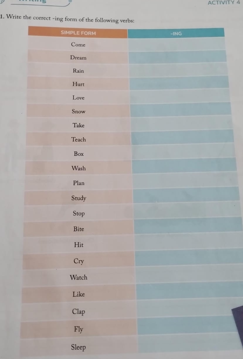 n5 
ACTIVITY 4 
1. Write the correc 
Sleep