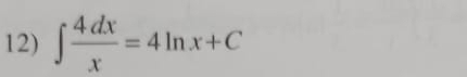 ∈t  4dx/x =4ln x+C