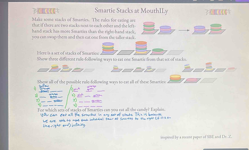 Solved: Smartie Stacks at MouthILy Z Make some stacks of Smarties. The ...