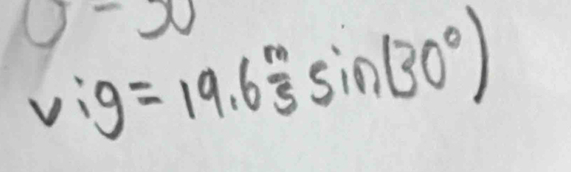 0-x
vig=19.6° sin(30°)