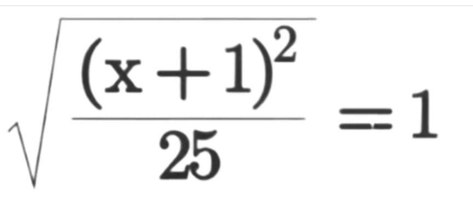 sqrt(frac (x+1)^2)25=1