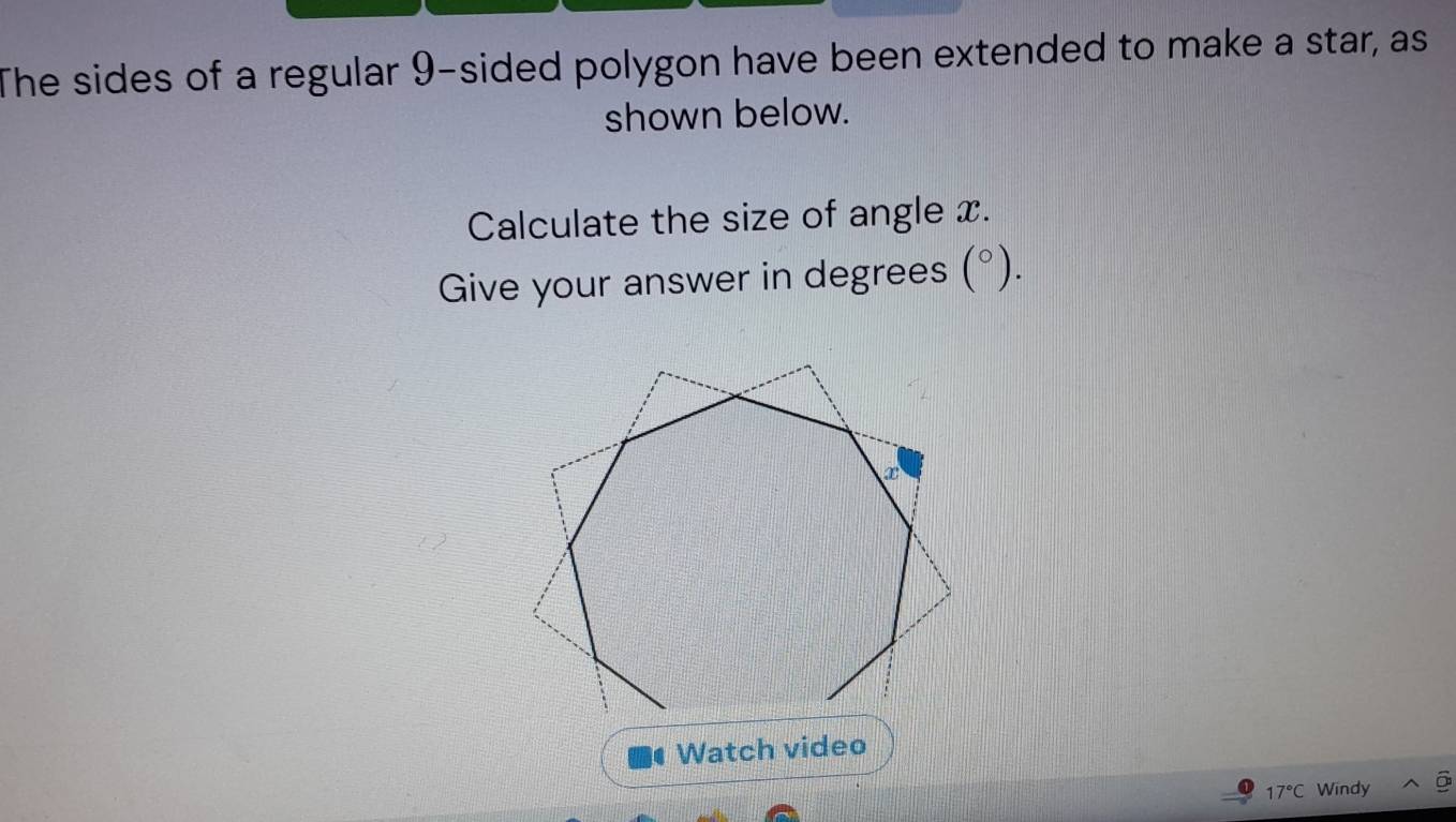 Solved: The sides of a regular 9 -sided polygon have been extended to ...