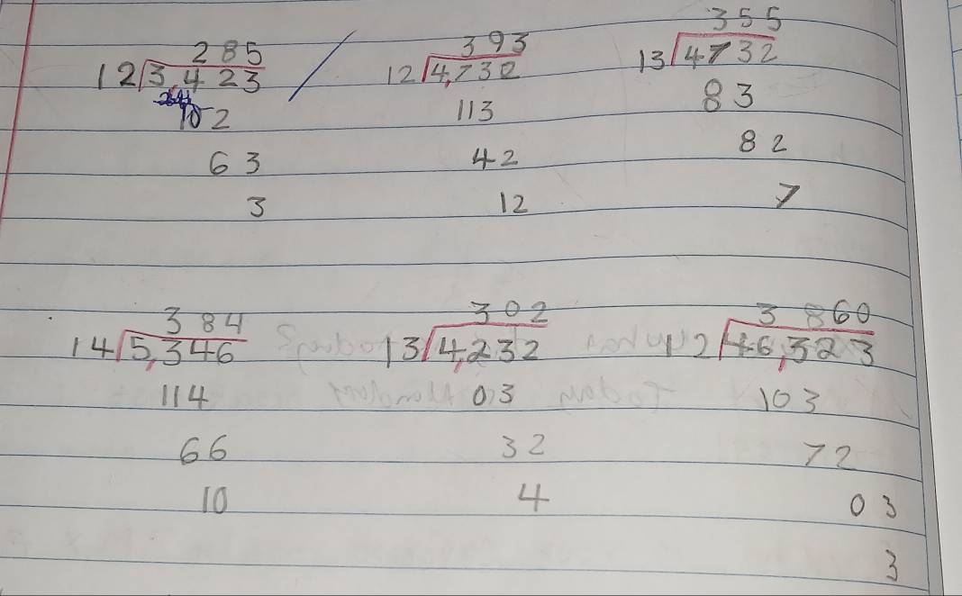 beginarrayr 121 128frac 2 9918frac 3826 3endarray 
beginarrayr 12encloselongdiv 6^2-2 13/12 12-frac 12frac 12
beginarrayr 325 1322 83 8 82 hline 7endarray
beginarrayr 38441 1465 5 114 -66 hline 6 -66 hline 10endarray
frac 15encloselongdiv 6x^2+2 1frac + 1/2 frac 32 4
beginarrayr -2-5* 3-5* 089 -102- -1 -22 -22 hline 03endarray
1
3