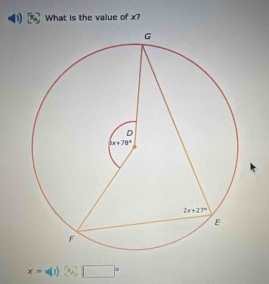 What is the value of x?
x= =(1) □°