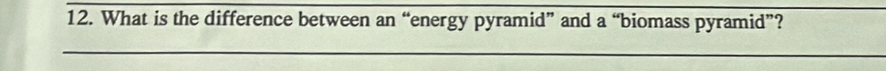 What is the difference between an “energy pyramid” and a “biomass pyramid”? 
_