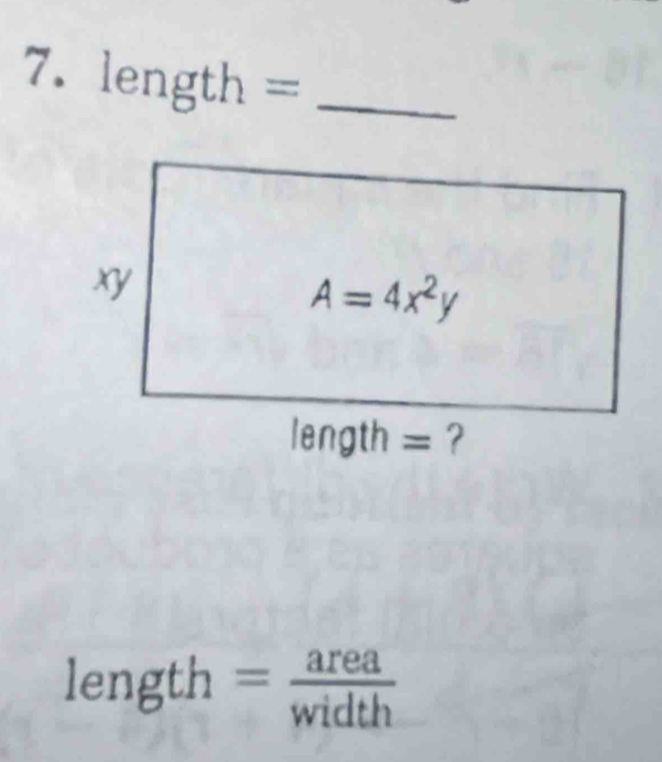 length= _
length = area/width 