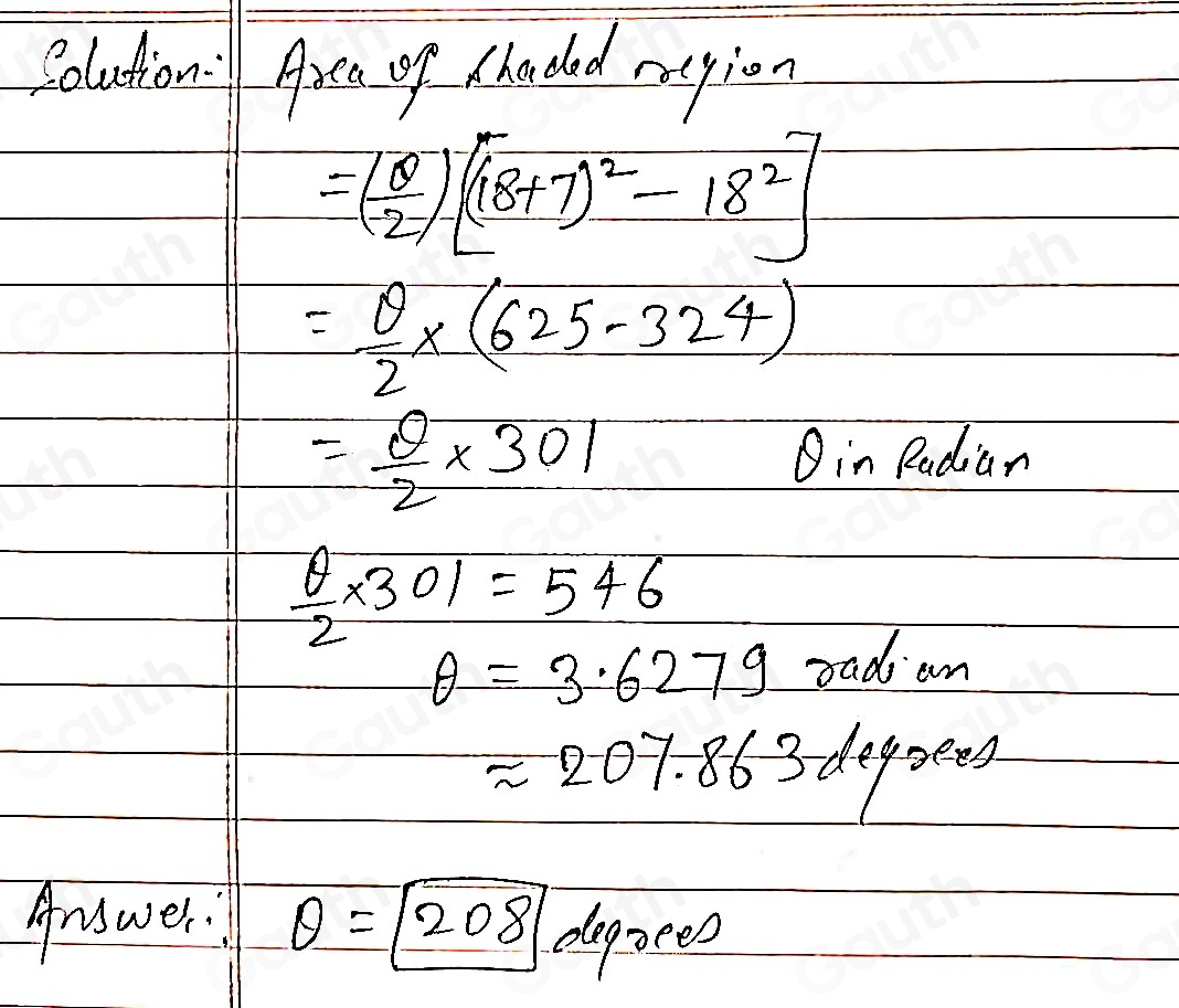 Solved: OWX and OYZ are sectors of circles. The area of the shaded ...