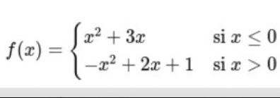 f(x)=beginarrayl x^2+3xsix≤ 0 -x^2+2x+1six>0endarray.