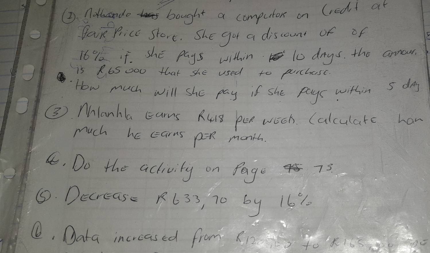 Solved: notbando bought a computor on (redt at gar Price Stort. She got ...