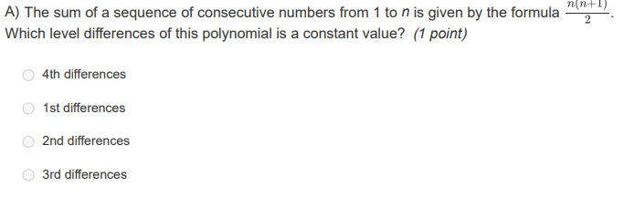 The sum of a sequence of consecutive numbers from 1 to n is given by ...