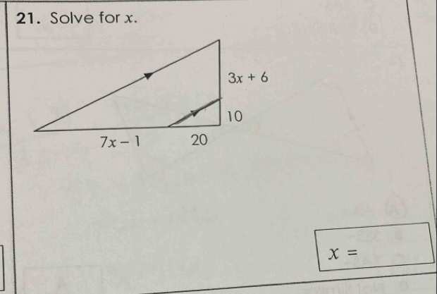 Solve for x.
x=