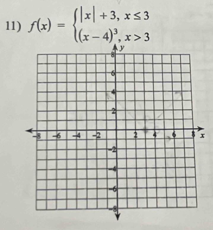 f(x)=beginarrayl |x|+3,x≤ 3 (x-4)^3,x>3endarray.