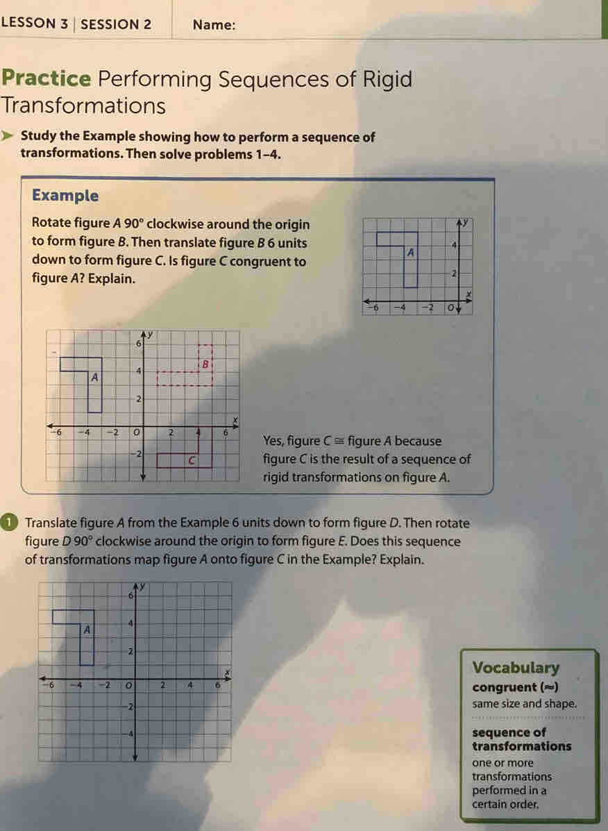 LESSON 3 │ SESSION 2 Name: Practice Performing Sequences of Rigid ...