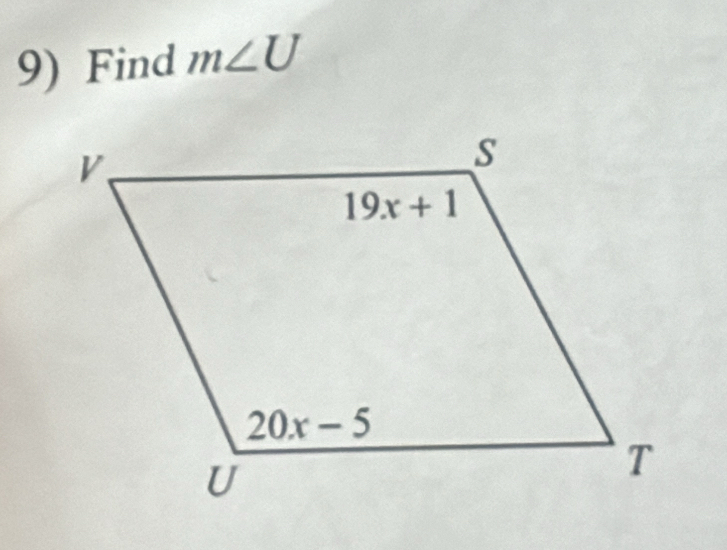 Find m∠ U