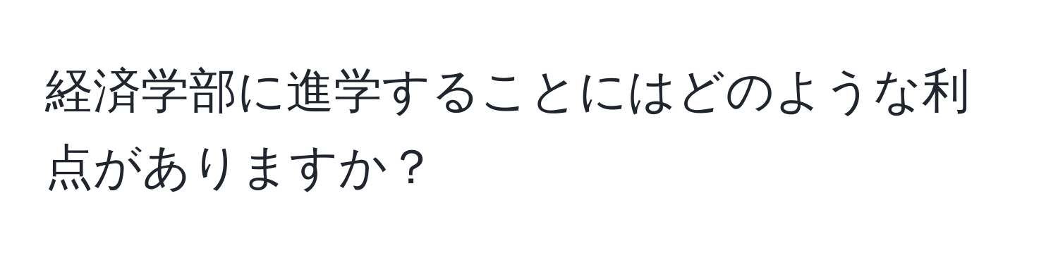 経済学部に進学することにはどのような利点がありますか？