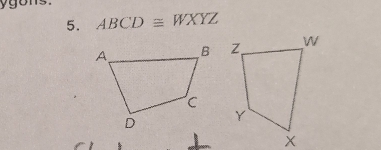 ygons. 
5. ABCD≌ WXYZ