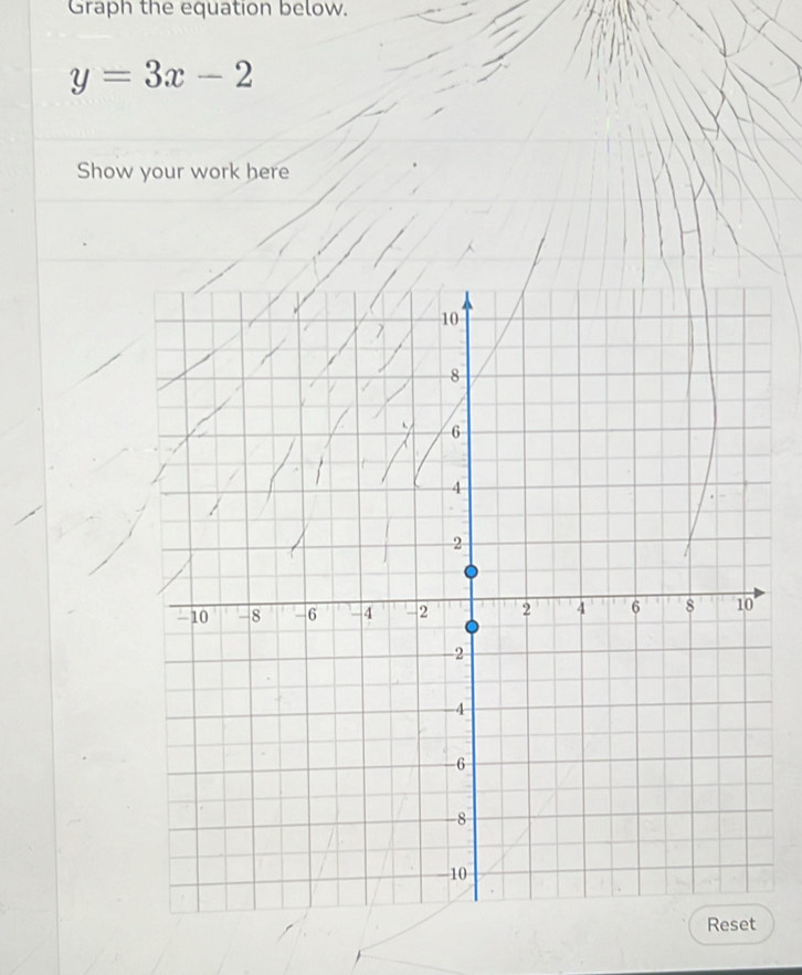 Graph the equation below.
y=3x-2
Show your work here