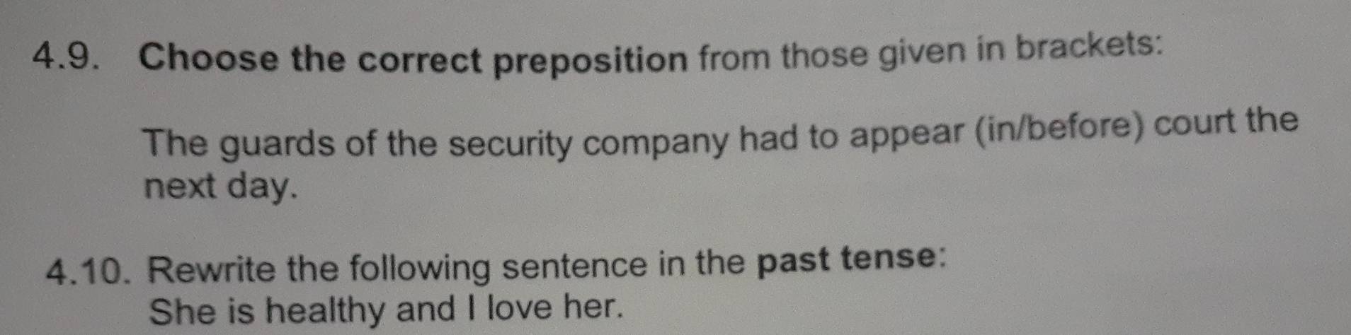 Solved: Choose the correct preposition from those given in brackets ...
