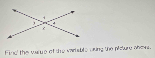 Find the value of the variable using the picture above.