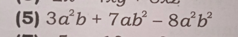 (5) 3a^2b+7ab^2-8a^2b^2