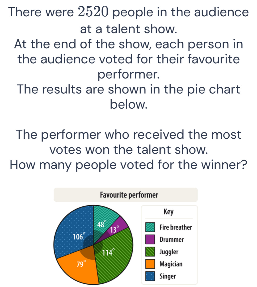 Gelöst:There were 2520 people in the audience at a talent show. At the ...