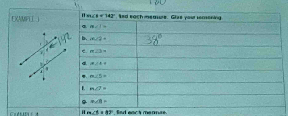 EXAMPL 
H m∠ 5=82° , find each measure.