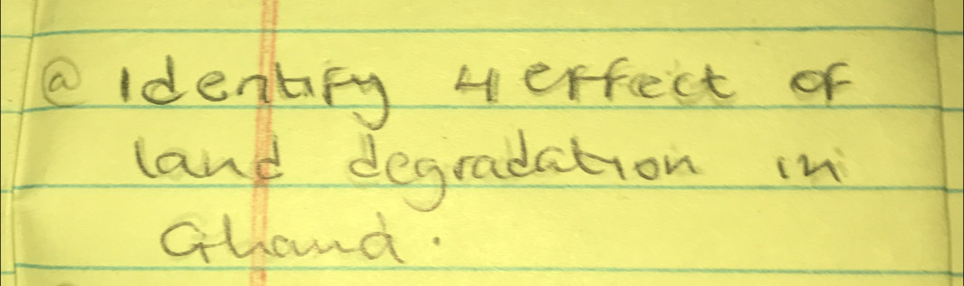 identify Herfect of 
land degradation in 
Ghand.