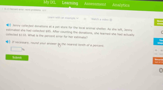 Solved: My IXL Learning Assessment Analytics 0.13 Percent error: word ...