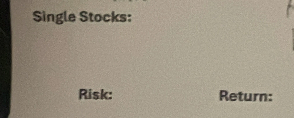 Single Stocks: 
Risk: Return: