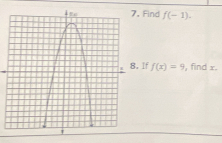 Find f(-1). 
If f(x)=9 , find x.