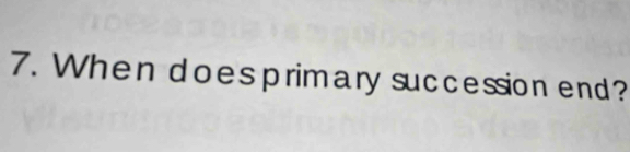 When does primary succession end?