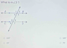 What is m∠ 3 ?
115°
105°
15°
75°