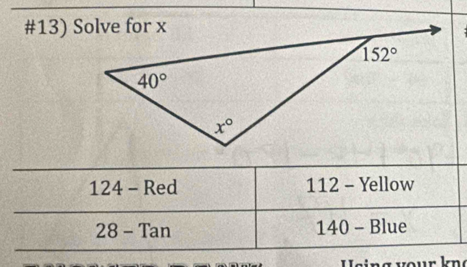 124 - Red 112 - Yellow
28 - Tan 140 - Blue
T