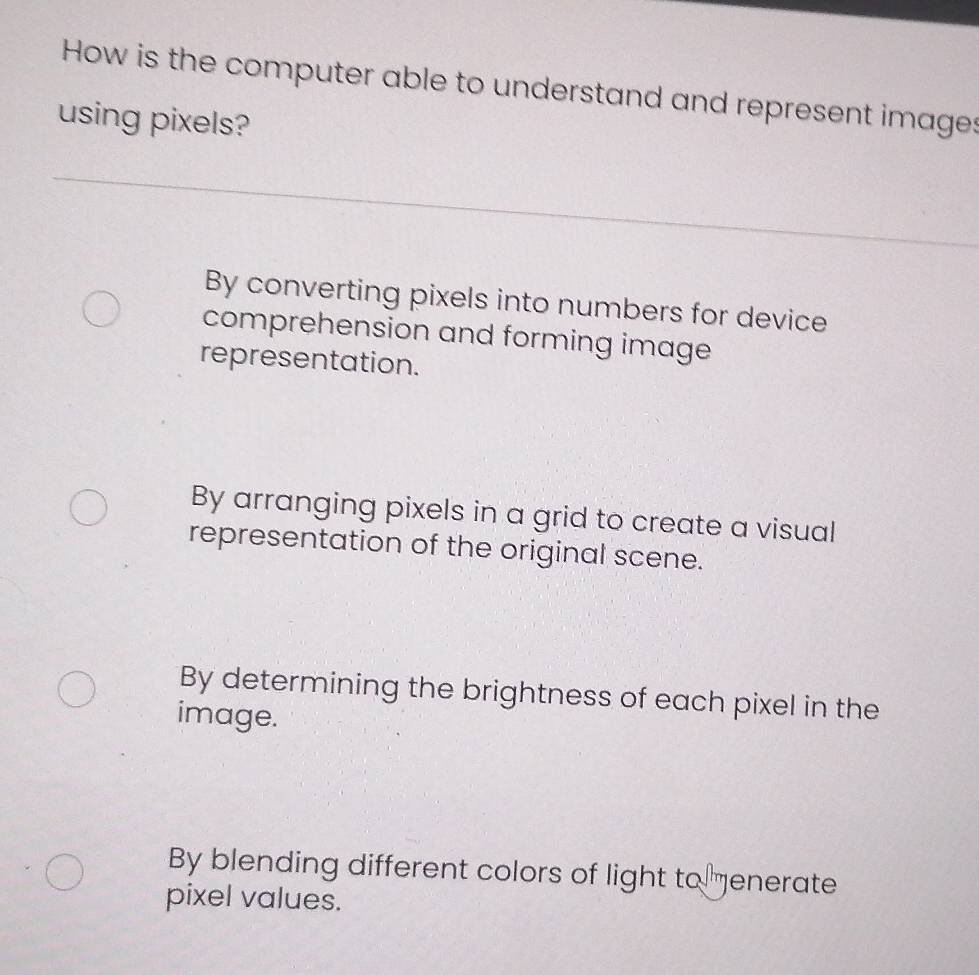 Solved: How is the computer able to understand and represent images ...